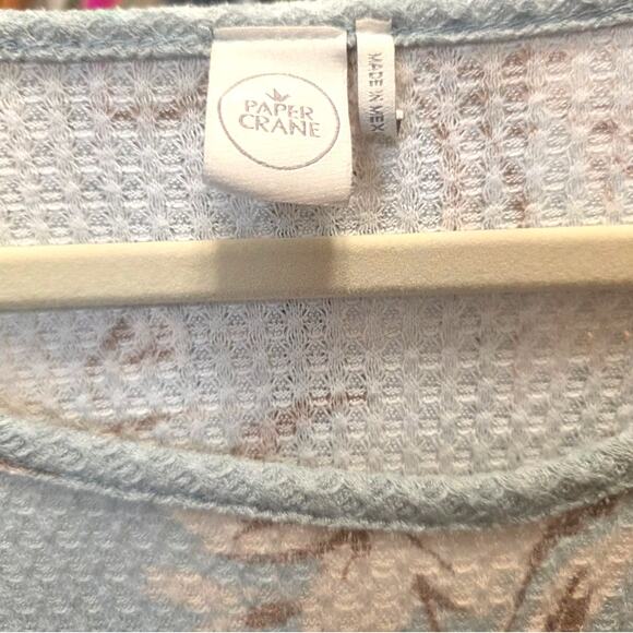 PAPER CRANE Anthropologie Size Large Sage Floral Oversized Thermal Pullover EUC - Picture 5 of 5